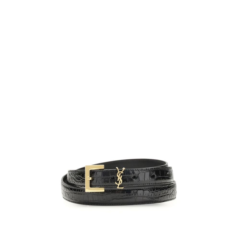 Saint Laurent Svart Bälte I Läder