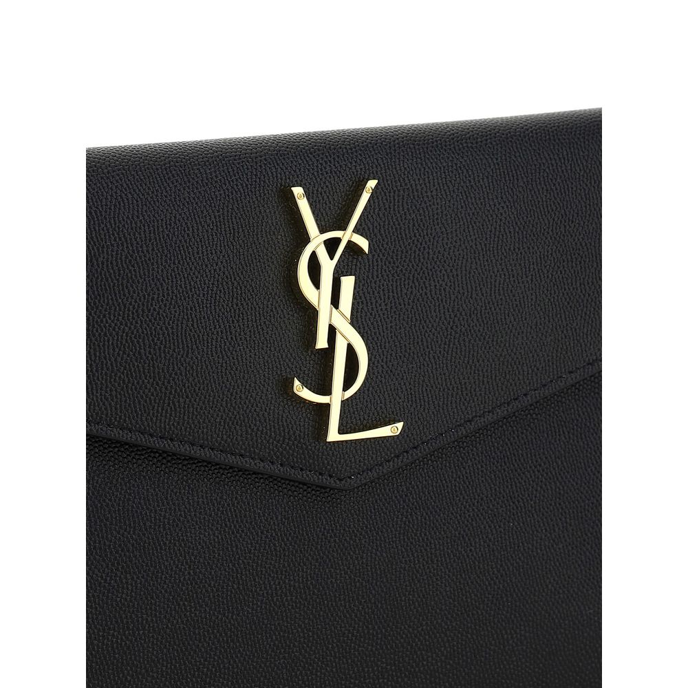 Saint Laurent Svart Kuvertväska I Läder