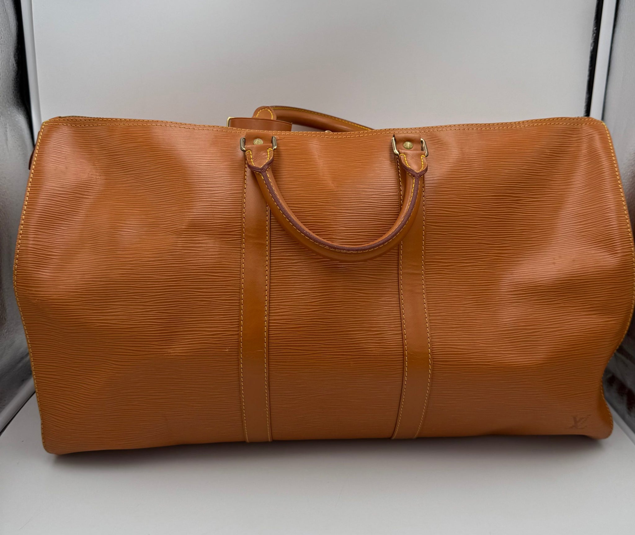 Louis Vuitton Keepall 50 Duffelbag Reseväska I Brunt Epi-läder