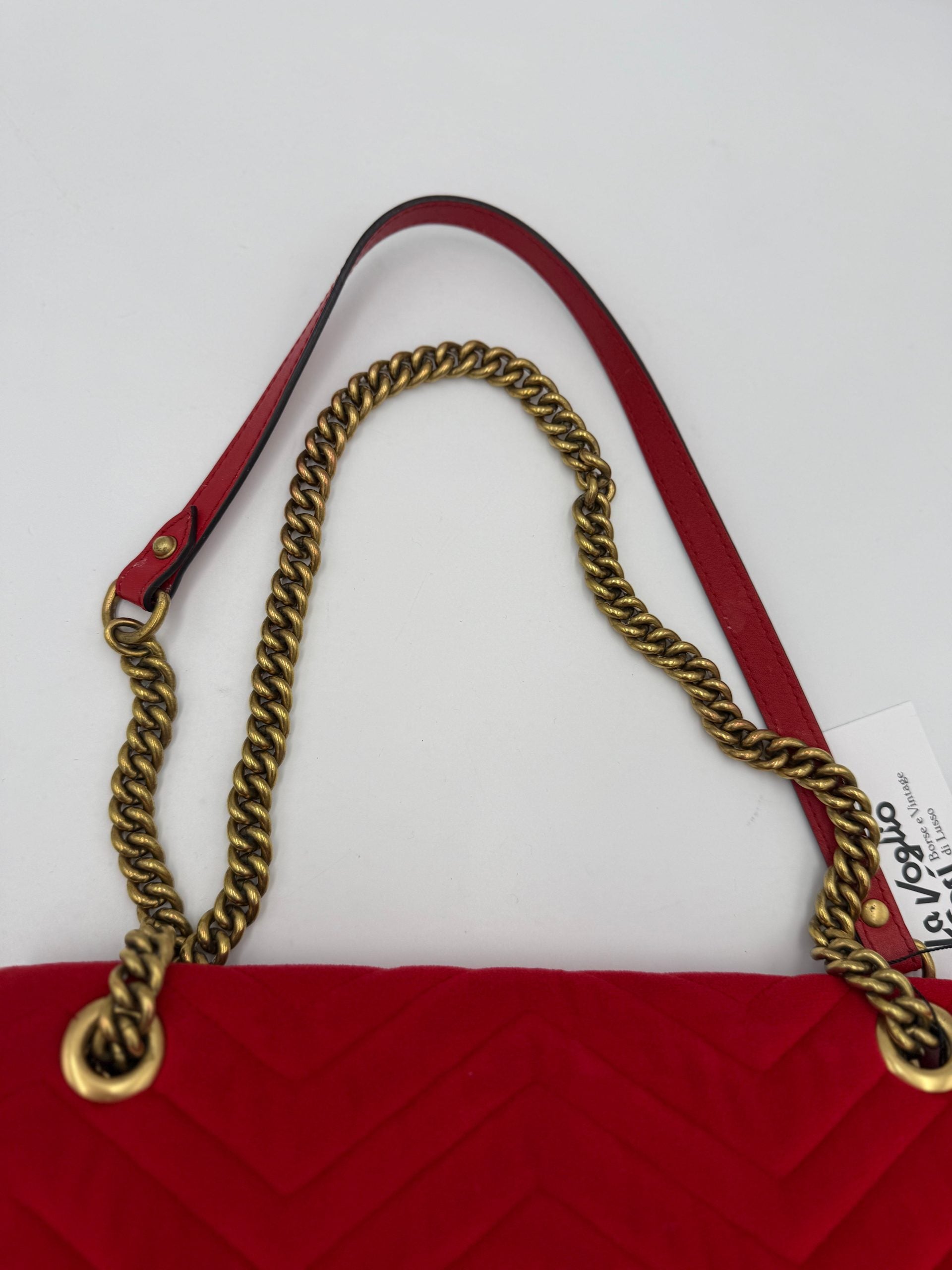 Gucci GG Marmont Handväska I Röd Sammet
