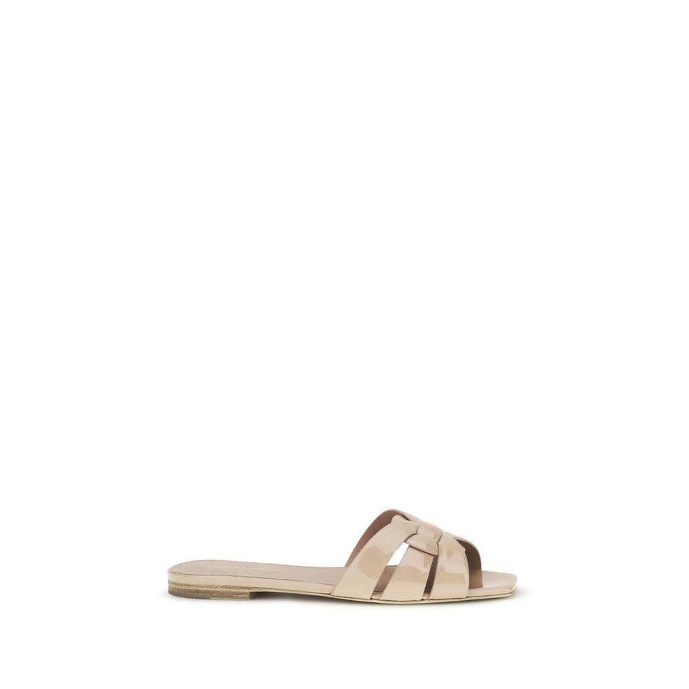 Saint Laurent Tribute Sandaler I Beige Lackläder