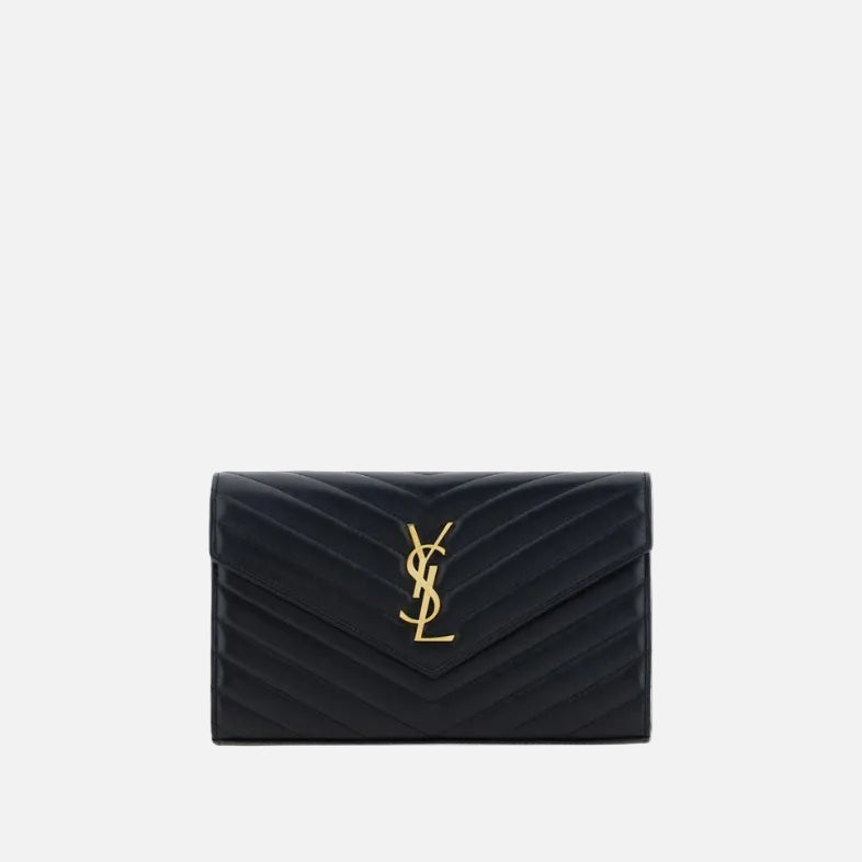 Saint Laurent Svart Axelväska I Kalvläder (Bos Taurus)