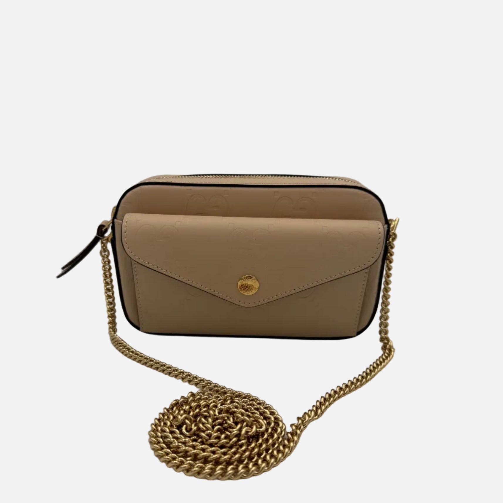 Gucci GG Jumbo Beige Axelremsväska med Framficka