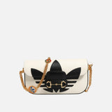 Gucci x Adidas Horsebit 1955 Axelremsväska I Svart/Vitt