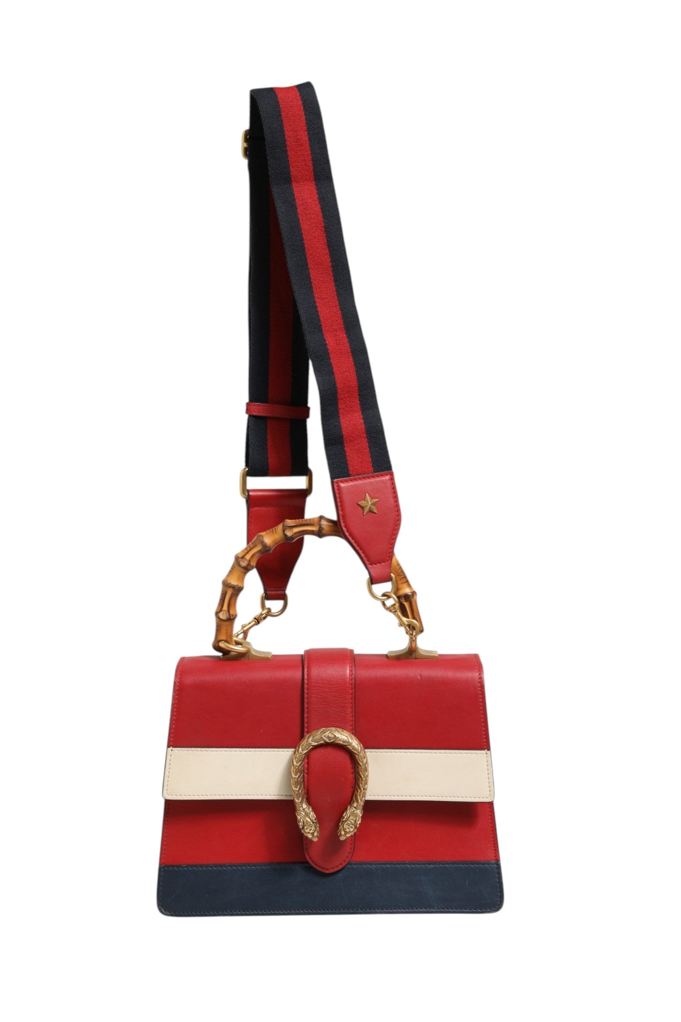 Gucci Dionysus Bamboo Medium Handväska Vit/Blå/Röd