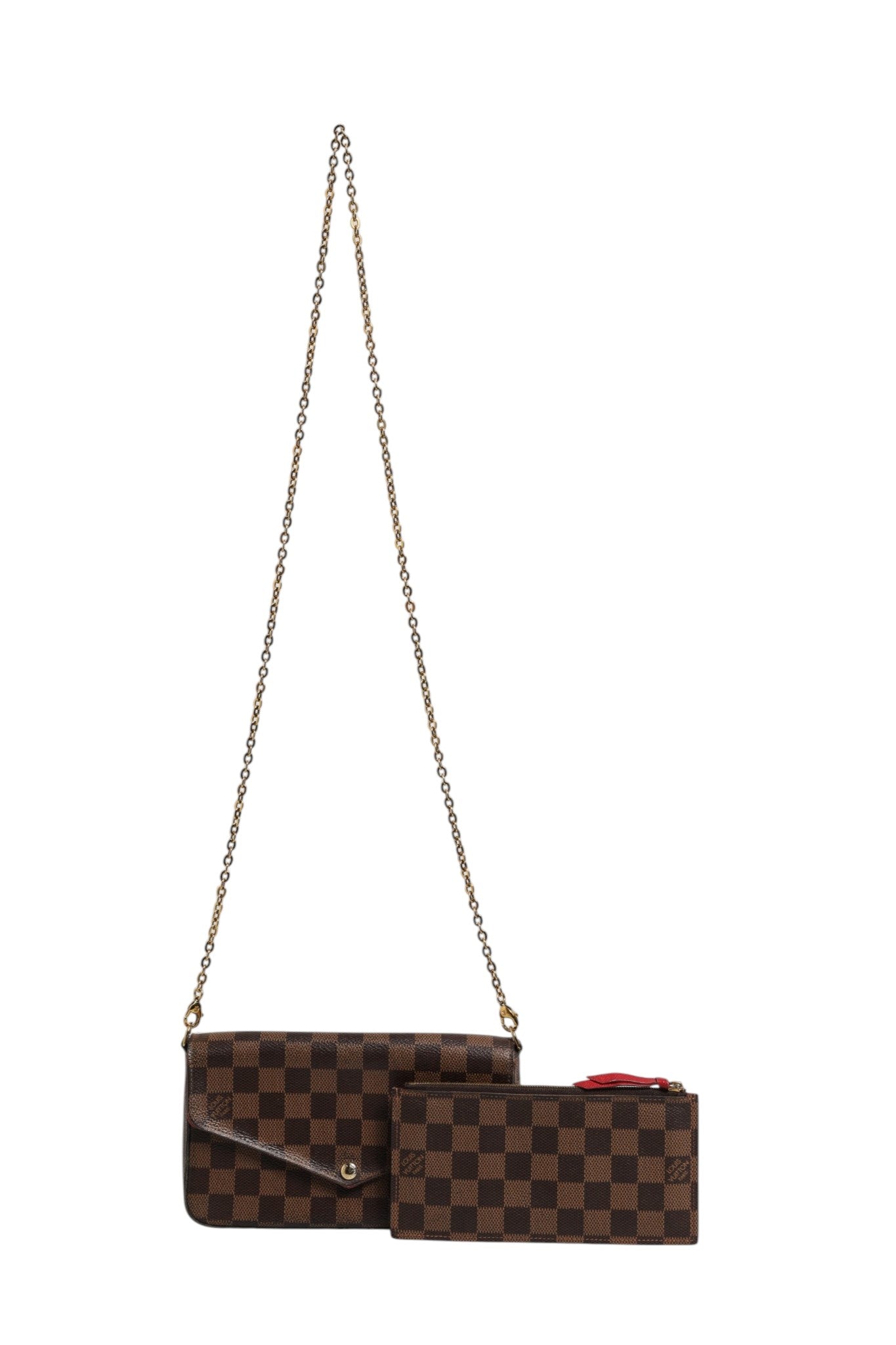 Louis Vuitton Pochette Félicie Plånbok Med Kedja I Damier Ébène