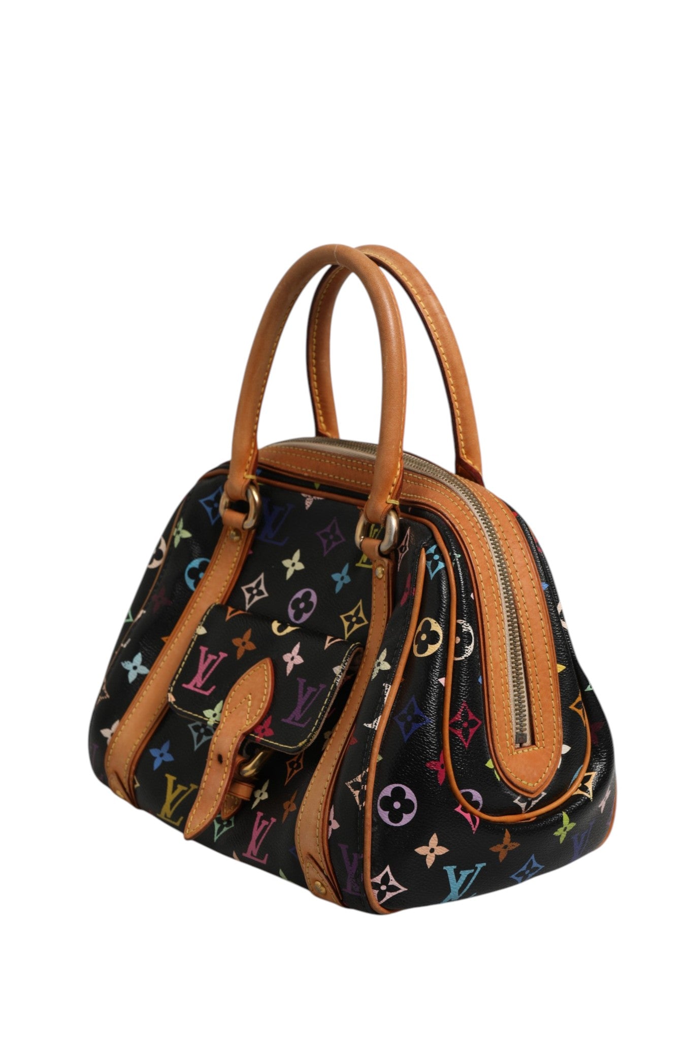 Louis Vuitton Priscilla Handväska I Svart Monogram Multicolor Canvas