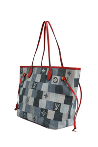 Louis Vuitton Neverfull Patchwork Monogram Denim Tygväska