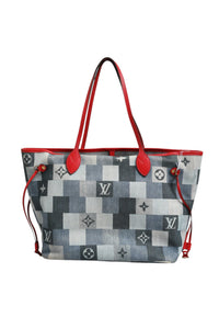 Louis Vuitton Neverfull Patchwork Monogram Denim Tygväska