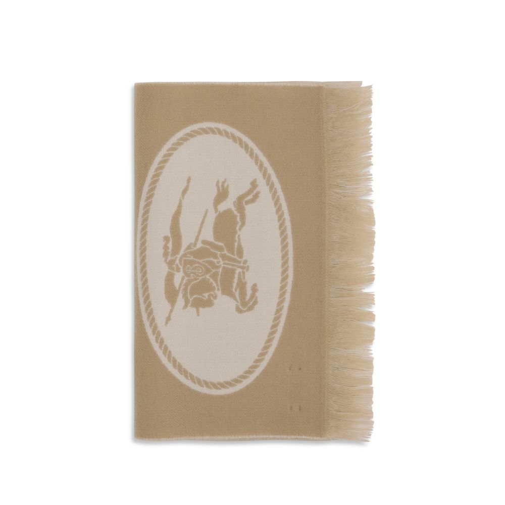 Burberry Beige Ullhalsduk Med Motiv