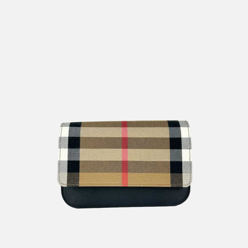 Burberry Liten Madison Axelremsväska I Läder Och Check-mönster