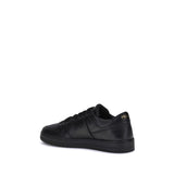 Prada Svarta Sneakers I Kalvläder Low Top