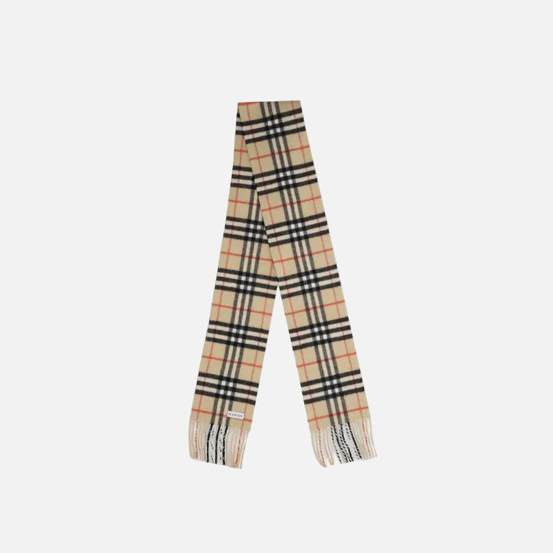 Burberry Beige Rutig Cashmeresjal