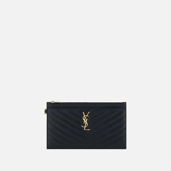 Saint Laurent Quiltad Kuvertväska i Kalvläder Svart