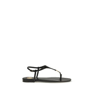Saint Laurent Svarta Flata Sandaler I Läder