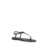Saint Laurent Svarta Flata Sandaler I Läder