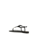 Saint Laurent Svarta Flata Sandaler I Läder