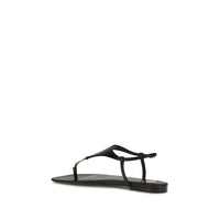 Saint Laurent Svarta Flata Sandaler I Läder