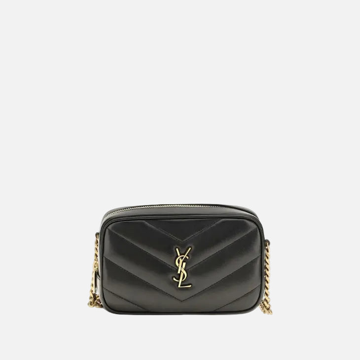 Saint Laurent Svart Axelsremsväska I Läder