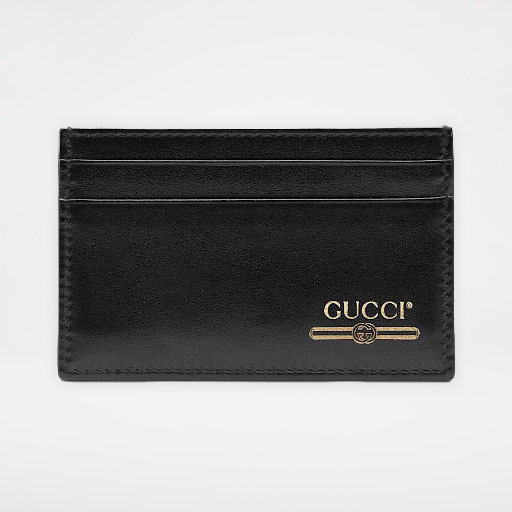 Gucci Läder Kortfodral med Gucci-Logga (4 Kortfack) Svart