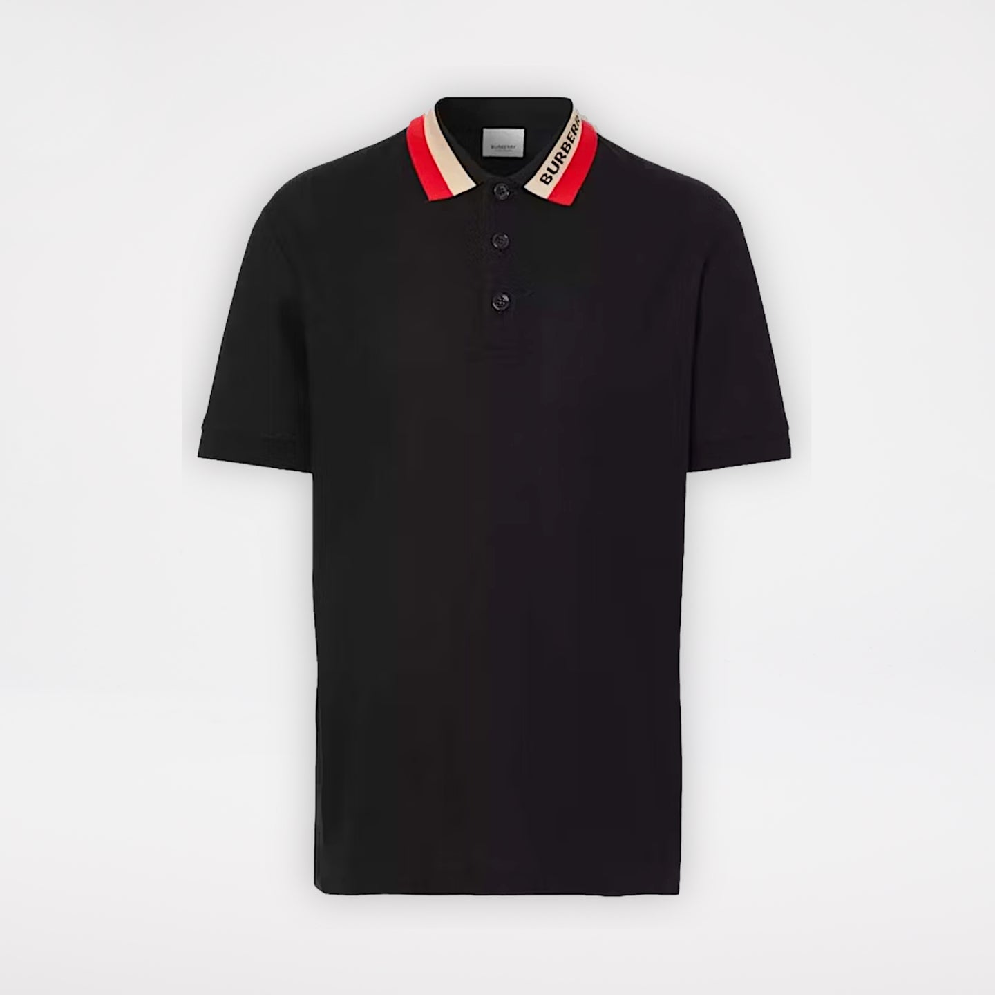 Burberry Logo Detail Cotton Piqué Polo Shirt Black