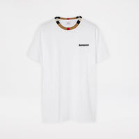 Burberry Icon Stripe Trim Cotton T-shirt White