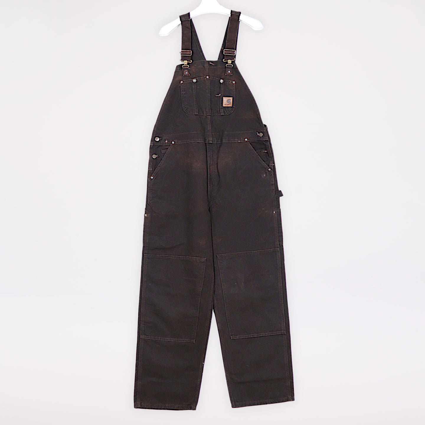 Carhartt Hängselbyxor Herr 40/32 Brun Sandstenstvättade Snickarbyxor