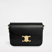 Celine Classique Triomphe Shoulder Bag in Shiny Calfskin Black
